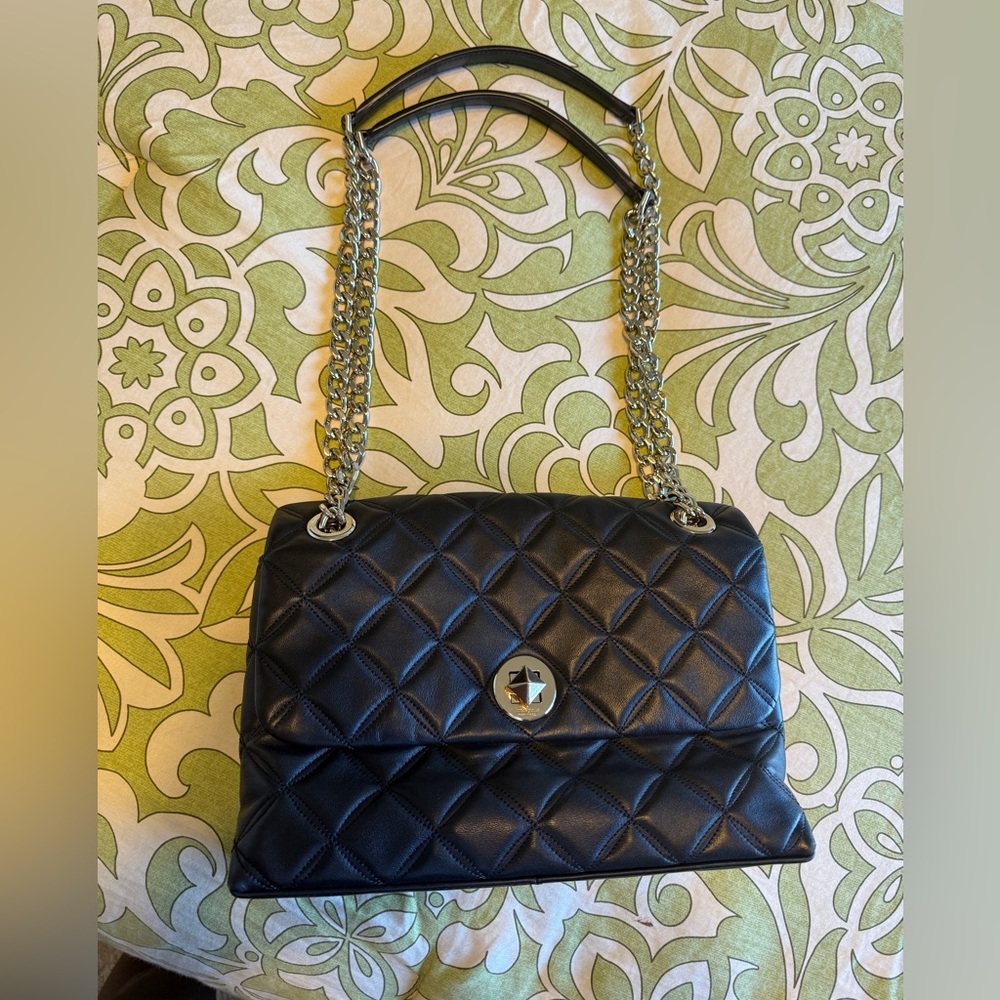 Kate Spade Black Quilted Shoulder Bag with Chain Strap